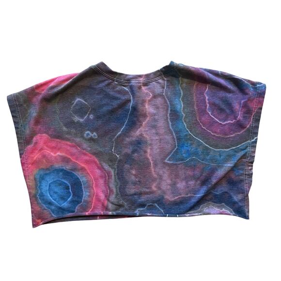 Ice Dyed Crop Top - Tie Dye Geode Earthy - Rock meets Boho (Women's L) - Picture 3 of 8